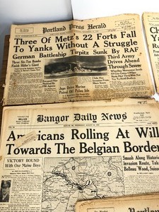lot 335 image: Lot of 8 WW2 Era Complete Newspapers