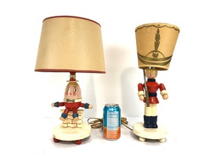 lot 336 image: 2 Vintage 1950s Wooden Toy Soldier & Humpty Dumpty Table Lamps