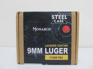 lot 122 image: Monarch 115gr 9mm Luger Ammo - Box of 200 Rounds