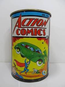 lot 148 image: Vintage 1974 Superman  Batman  Wonder Woman Comic Book Metal Trash Can