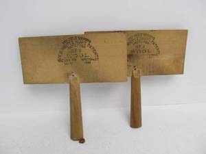 lot 156 image: Pair of Primitive Antique Whittemore Wool Brushes  Carding Combs