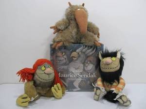 lot 196 image: Vintage Early 80s Maurice Sendak Book & Plush Dolls - Where The Wild Things Are