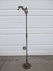 lot 251 image: Signed Ornate Antique Iron FloorBridge Lamp