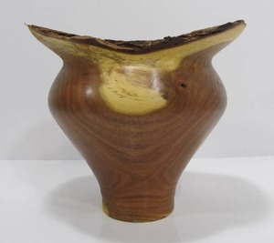 lot 261 image: Large Artist Signed Turned Mesquite Wood Vase