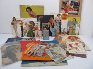 lot 281 image: Large Lot of Vintage PINUP Items Prints Displays Playing Cards etc