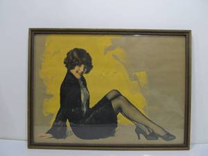 lot 285 image: Large Vintage Rolf Armstrong Framed Pin-Up Flapper Girl