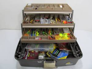 lot 230 image: Nice PLANO Guide Series Tackle Box FULL of Good Tackle Lures & Supplies