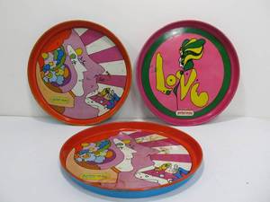 lot 243 image: Lot of 3 Vintage 1970s PETER MAX Metal Beer Trays