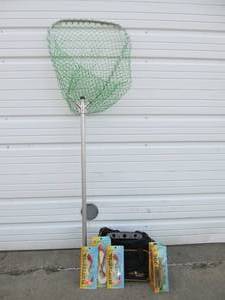 lot 209 image: Plano Fishing Bag wBrand New LARGE Lures and Fishing Net