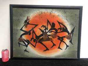 lot 94 image: Large Framed Vintage Batik Artwork