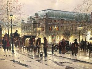 lot 95 image: Framed Signed Numbered Gerald Harvey Jones (G. Harvey) Artist Proof Canvas Print - An Evening w Mozart
