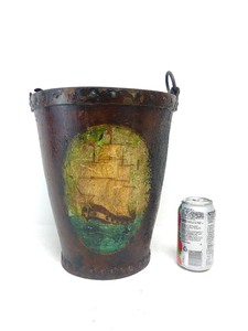 lot 5 image: Antique Early 19th Century Nautical Leather Ships Fire Bucket