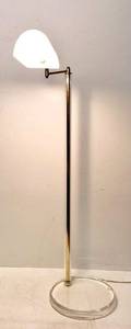 lot 29 image: Mid Century BAUER Lucite & Brass Swing Arm ReadingFloor Lamp