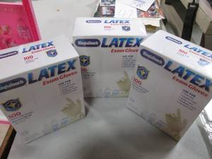 Lot of 3 boxes Latex Exam Gloves. 1...