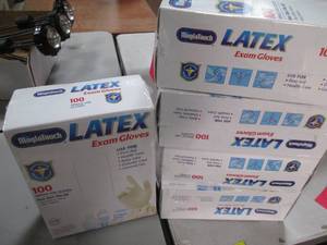 Lot of 5 boxes Latex Exam Gloves. 1...