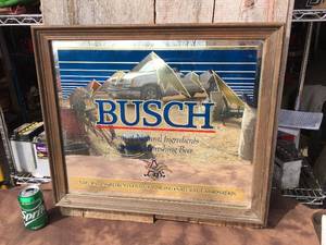 lot 3 image: Vintage Busch Beer Framed Mirrored Sign