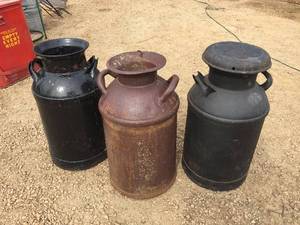 lot 11 image: 3 Antique Cream Cans