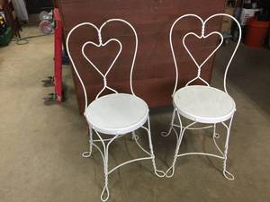 lot 35 image: Vintage Pair Ice Cream - Parlor Chairs