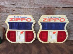 lot 53 image: Vintage Pair Zippo BadgeDealer Displays