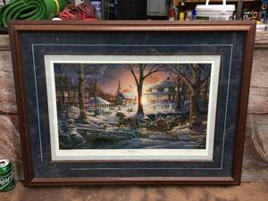 lot 87 image: Terry Redlin Racing Home SignedNumbered Print with Etched Glass