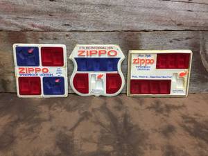 lot 96 image: 3 Vintage Zippo Lighter Dealer Displays Including Bicentennial 1976