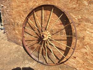 lot 93 image: Antique Iron Wagon Wheel