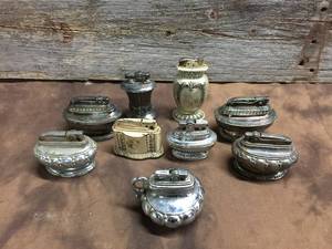 lot 143 image: 9 Vintage Metal TableDesk Lighters