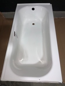 lot 4 image: BOOTZ INDUSTRIES MAUICAST 60 IN. RIGHT DRAIN RECTANGULAR ALCOVE SOAKING BATHTUB IN WHITE. SEE PICTURES