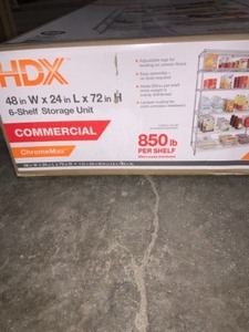 lot 16 image: HDX SILVER 6-TIER HEAVY DUTY METAL WIRE SHELVING UNIT(48 IN.W X 72 IN. H X 24 IN. D) SEE PICTURES