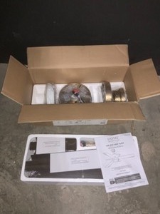 lot 22 image: HOME DECORATORS HECTON 52 IN. LED INDOOR BRUSHED GOLD CEILING FAN WITH LIGHT KIT AND REMOTE CONTROL. SEE PICTURES