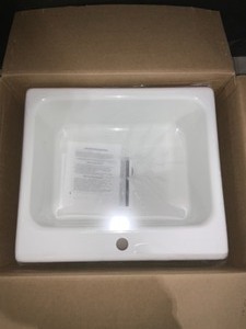 lot 47 image: THERMOCAST INVERNESS DROP-IN ACRYLIC 25 IN. 1-HOLE SINGLE BOWL KITCHEN SINK IN WHITE. SEE PICTURES