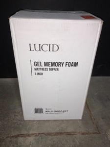 lot 51 image: LUCID COMFORT COLLECTION 3 INCH GEL AND ALOE INFUSED MEMORY FOAM TOPPER-QUEEN. SEE PICTURES