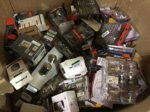 Gaylord full of assorted tools door knobs and hardware customer returns open boxes see pictures