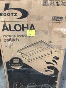 Bootz Aloha 60 in. Right Drain Rectangular Alcove Soaking Bathtub in White small damage on edge see pictures