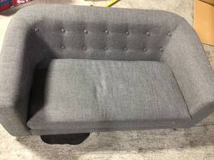 Noble House 51.5 in. Gray Button Back Polyester 2-Seater Armless Loveseat with Tapered Wood Legs see pictures