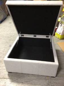 Noble House Carlsbad Light Gray Fabric Storage Ottoman not used see pictures