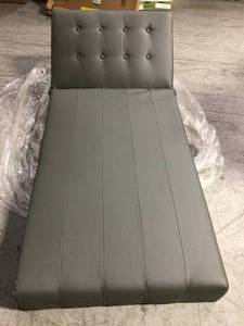 Gray Button Tufted Back Convertible Chaise Lounger with Lumber Support Pillow not used see pictures
