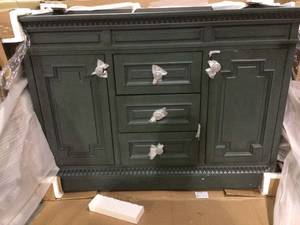 Cailla 48 in. W x 21.50 in. D Bath Vanity Cabinet Only in Distressed Blue Fog by Home Decorators Collection Customer Returns See Pictures