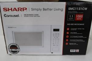 Sharp - Carousel 1.1 Cu. Ft. Mid-Size Microwave - White