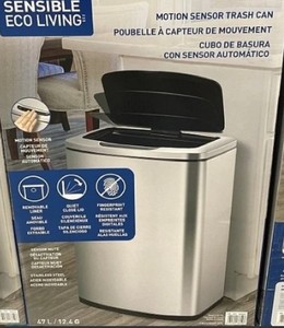 Sensible Eco Living Stainless Steel 47l 12.4 Gallon Motion Sensor Trash Can
