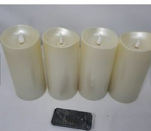 Illure 4-Pack 7 Inch Lumi360 Battery Operated Candles Light Silver w Remote