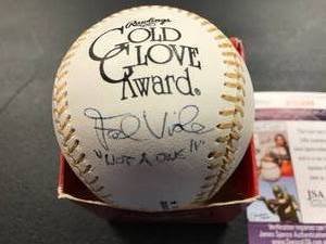 Frank Viola Autographed Gold Glove Baseball  AWESOME INSCRIPTION ( NOT A1 ) ( JSA Authentication )