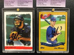 lot of 2 Joe Mauer Autographed Rookie Cards ( JSA Authentication )