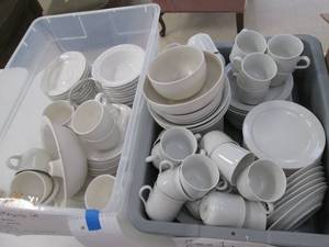 (2) Totes of Cream Pflatzgraff Dish...