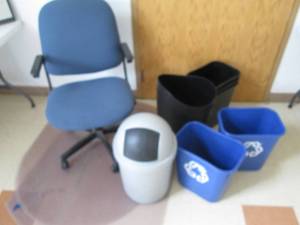 Office Chair, Trash & Recycling Bin...