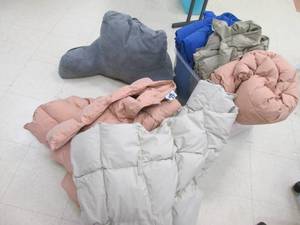 Tote of Comforters & Large Pillow