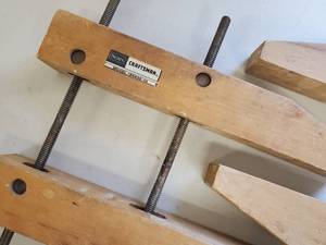 lot 29 image: (2) Woodworking Craftsman Wooden Clamps