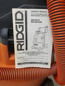 lot 45 image: 16 Gallon Ridgid Professioal WetDry Vac on a Rolling Cart
