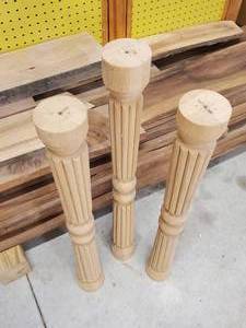 lot 87 image: (3) Decorative Wooden Spindles