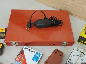 lot 123 image: Electric & Manual Staple Guns with Drill Bit Storage Case